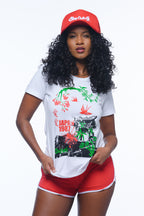 Cooyah women's Japan Blossoms 1987 graphic tee. Japanese style artwork screen printed with sparkle ink on soft, 100% ringspun cotton.  