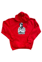 Load image into Gallery viewer, Dennis Brown Crown Prince of Reggae Hoodie in red.   Cooyah Clothing Brand Collaboration.
