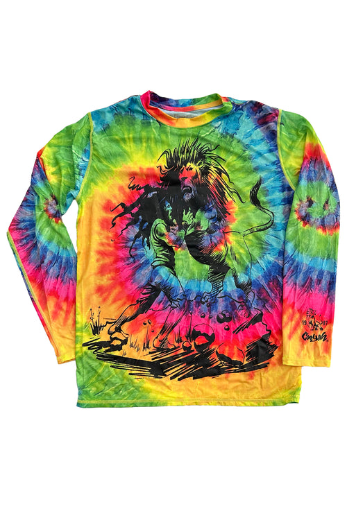 Cooyah Jamaica - Men's Dread and Lion tie-dye upf 50+ protection swim shirt.  As a Jamaican owned clothing brand since 1987, we take pride in bringing you this classic piece. Don't wait, get yours now!