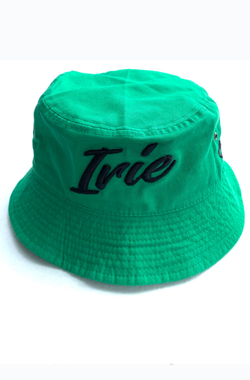 Cooyah Jamaica. Irie Embroidered Bucket hat in green. 