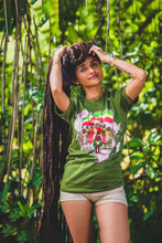 Load image into Gallery viewer, Cooyah Jamaica.  Haile Selassie tee with Ethiopian Flag graphic screen printed on soft, 100% cotton.
