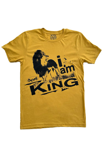 Cooyah Jamaica short sleeve men's Rasta Lion Tee Shirt, Ring Spun, Crew Neck, Jamaican Street Wear Reggae clothing, IRIE, I am King