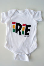 Load image into Gallery viewer, Cooyah Clothing. Irie Reggae baby onesie. Screen printed design in rasta colors. Soft, ringspun, clothing

