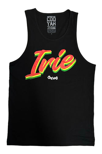 Cooyah Clothing.  Irie Yard tank top screen printed in rasta colors.  We are a Jamaican owned clothing brand established in 1987.  