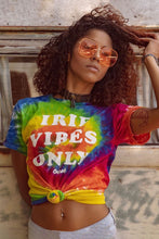 Load image into Gallery viewer, IRIE Vibes Only Tee.  Colorful women&#39;s tie-dye shirt.  Cooyah the official reggae clothing brand since 1987.  
