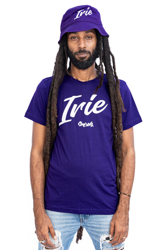 Cooyah Jamaica Irie Yard graphic tee in purple.  Men's crew neck, short sleeve t-shirt.  The official reggae clothing brand since 1987.