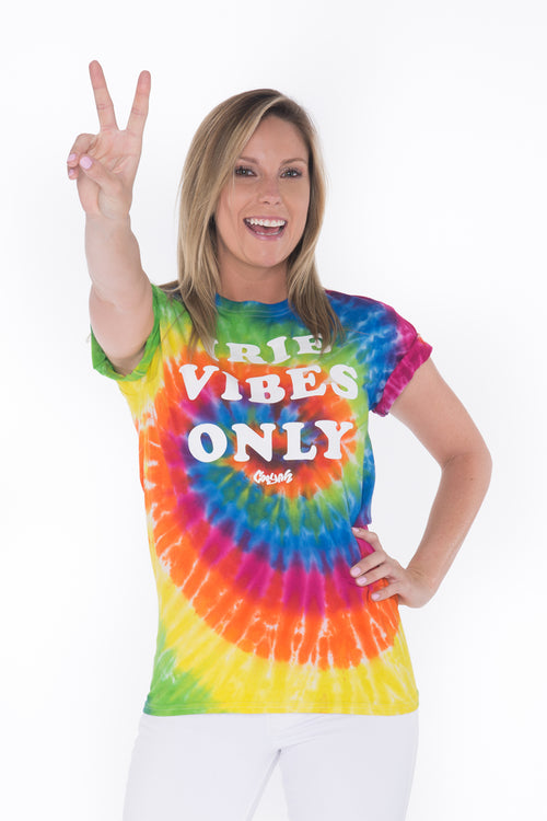 Cooyah Jamaica - short sleeve women's Irie Vibes Only Tie-Dye Tee Shirt, Ring Spun, Crew Neck, Jamaican  Reggae clothing since 1987.