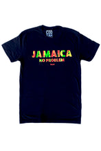 Load image into Gallery viewer, Cooyah Clothing. Jamaica No Problem men&#39;s graphic tee in black. Reggae style design on a short sleeve rinspun cotton t-shirt. Jamaican menswear fashion.
