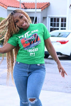 Load image into Gallery viewer, Cooyah Jamaica. Put on Some 90s Dancehall and Handle it! Unisex crew neck t-shirt in green with a retro cassette tape design. We are a Jamaican owned clothing brand established in 1987.
