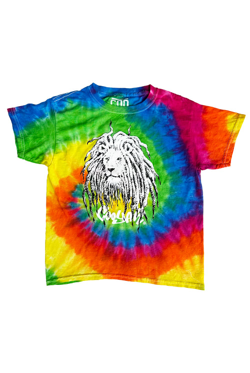 Cooyah Jamaica.  Kid's Rasta Lion Tie-dye Tee.  Jamaican reggae clothing brand.  IRIE