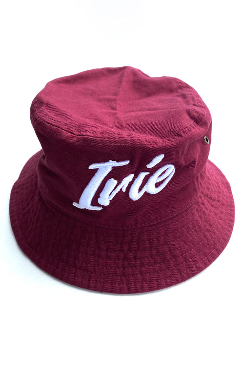 Cooyah Jamaica. Irie Embroidered Bucket hat in burgundy. Jamaican clothing brand.