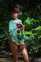 Cooyah Jamaica - Women's Mint Green Swim Shirt.  UPF 50+ sun protection.  Reggae Colors.