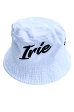 Load image into Gallery viewer, Cooyah Jamaica. Irie Embroidered cotton Bucket hat in white Jamaican clothing brand.  Reggae style fashion accessories.
