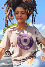 Cooyah Clothing. Women's No More Nuclear War Reggae T-Shirt. Sand, crew neck, short sleeve, graphic tee. Jamaican streetwear inspired by Peter Tosh.