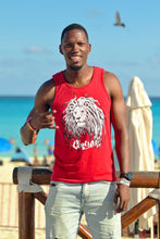 Load image into Gallery viewer, Cooyah Jamaica. Men&#39;s red Rasta Dread Lion Tank Top. Jamaican streetwear clothing brand.
