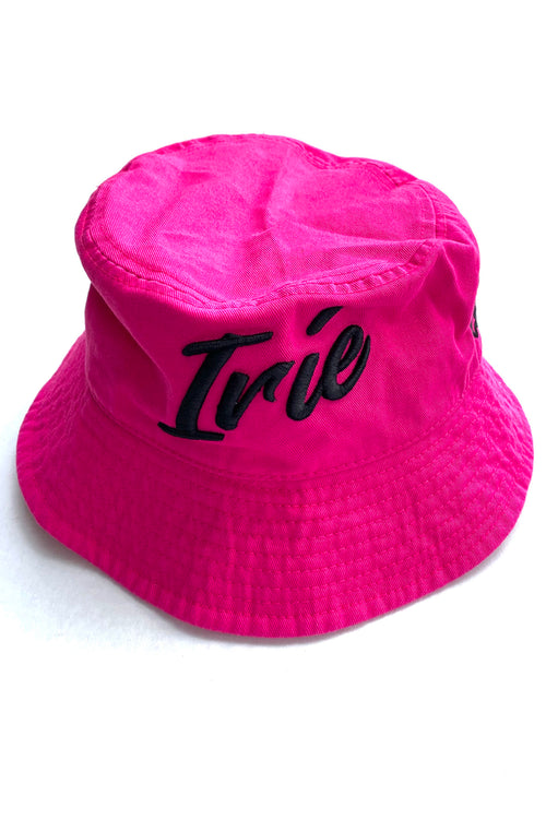 Cooyah Jamaica. Irie Embroidered Bucket hat in pink. Jamaican clothing brand.