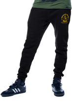 Load image into Gallery viewer, Cooyah Clothing. Men&#39;s Premium Brand Joggers in black with Lion graphic. Jamaican streetwear clothing brand.
