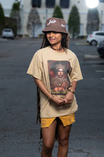 Load image into Gallery viewer, Cooyah Jamaica. Empress Menen short sleeve graphic tee on a brown shirt. Rasta Rootswear clothing. Rastafari IRIE 
