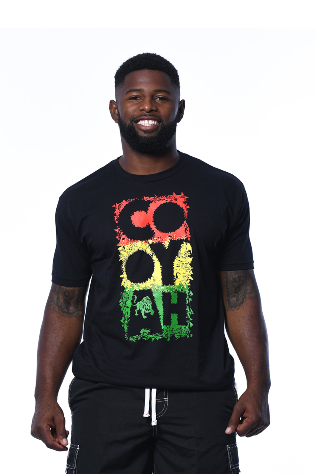 Cooyah Clothing short sleeve Men's Jamaica graphic Tee Shirt, Ring Spun, Crew Neck, Street Wear Reggae Style.  IRIE