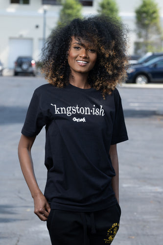 Cooyah Clothing. Kingstonish graphic tee. Women's black t-shirt. Kingston, Jamaica