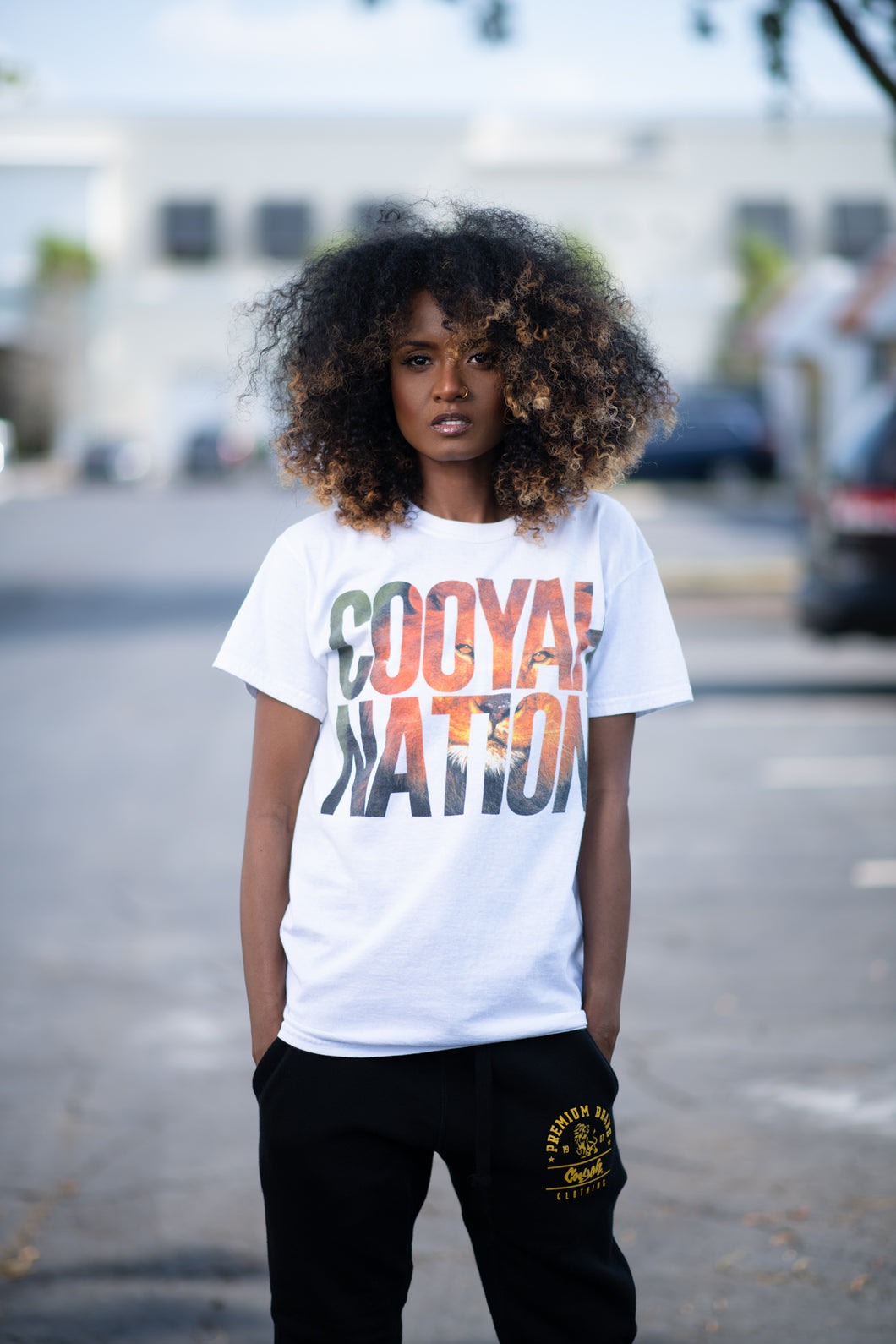 Cooyah Nation premium Jamaican streetwear short sleeve graphic tee with lion print. Ringspun cotton clothing.
