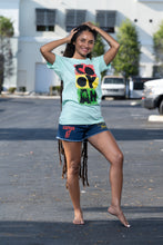 Load image into Gallery viewer, Cooyah Clothing women&#39;s graphic Tee Shirt, Ring Spun, Crew Neck in reggae colors.  Jamaican clothing brand.
