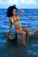 Load image into Gallery viewer, Cooyah Clothing.  Women&#39;s Rum Punch Bikini Set.  Red, yellow, and green reggae colors with underwire top.  We are a Jamaican owned beachwear clothing brand since 1987.  IRIE
