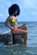 Load image into Gallery viewer, Cooyah Jamaica. Rum Punch women&#39;s bikini set. Reggae colors with underwire bra top. IRIE
