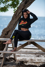 Load image into Gallery viewer, Cooyah Jamaica Women&#39;s leggings and cropped Irie hoodie, Athleisure, Jamaican Street Dance Wear clothing Dancehall Style,  ONE LOVE
