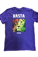 Load image into Gallery viewer, Cooyah Jamaica short sleeve men&#39;s Rasta Lion Purple Tee Shirt, Ring Spun, Crew Neck, Street Wear Reggae Clothing, IRIE
