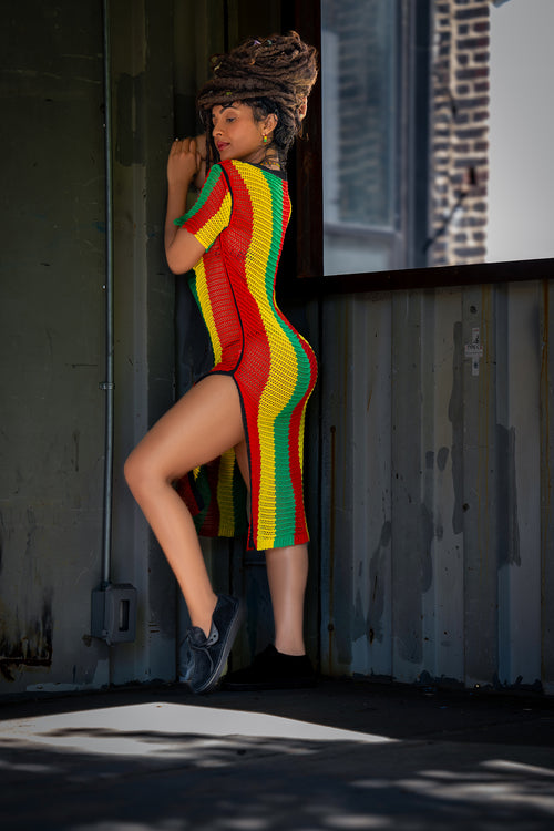 Cooyah Rasta Mesh Beach Sun dress.  Jamaica Vibes.  Beachwear, Dancehall, Party Fashion.