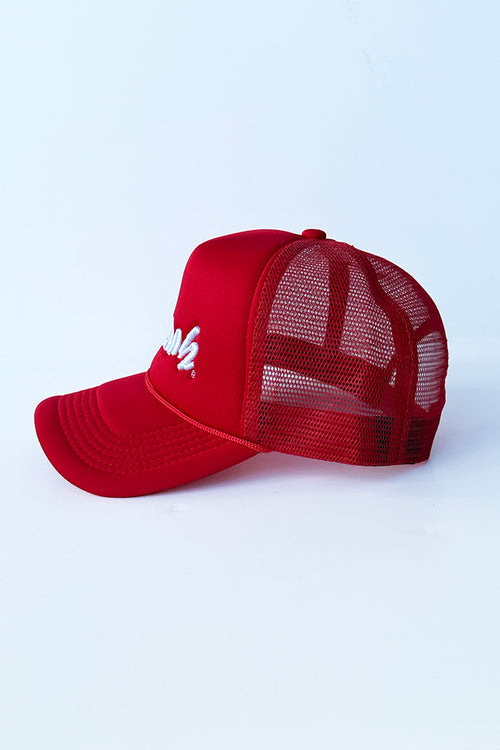 Men's red trucker cap