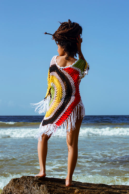 Cooyah - Women's rasta crochet beach cover up dress. 