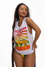 Load image into Gallery viewer, Cooyah, Reggae Republic women&#39;s tank top featuring a rasta lion in the sun. Screen printed on soft, breathable 100% ringspun cotton. IRIE

