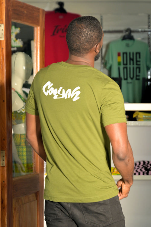 Cooyah Jamaica - Men's olive green Silver Lion graphic Tee