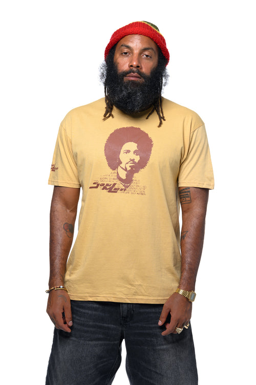 Cooyah men's Soul Mon graphic tee in brown.  Screen printed on soft 100% ringspunt cotton.  70's style man with afro artwork on the front.