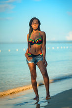Load image into Gallery viewer, Cooyah Jamaica Bikini in rasta colors. Reggae Swimwear. Jamaican beachwear clothing brand.
