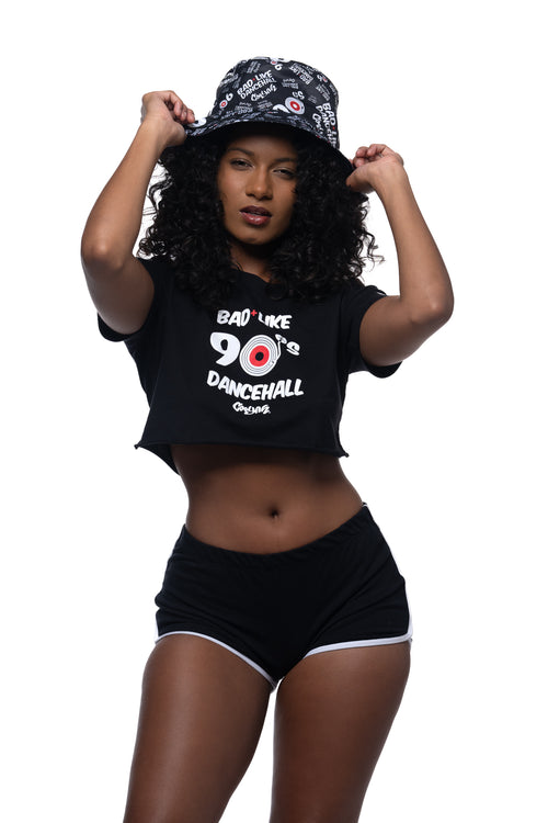 Cooyah Jamaica - women's Bad Like 90's Dancehall crop top and bucket hat.  Jamaican streetwear clothing brand.