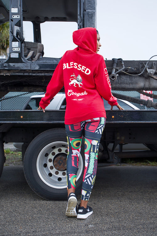 Cooyah Women's Blessed Rasta Lion hoodies.  Jamaican streetwear clothing since 1987.  IRIE