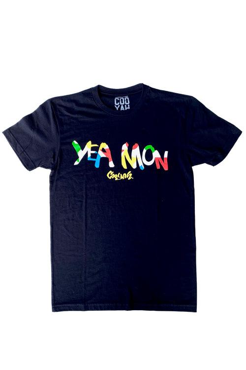 Cooyah Jamaica.  Men's Yea Mon graphic tee.  Reggae style, ringspun cotton, short sleeve.  Jamaican clothing brand.  IRIE