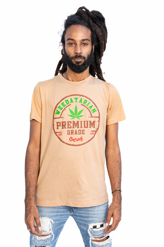 Cooyah Jamaica.  Weedatarian High Grade men's reggae graphic tee.  Ringspun cotton, short sleeve, rasta tee.  Jamaican clothing brand.  IRIE
