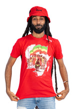 Load image into Gallery viewer, Cooyah Jamaica, Vintage men&#39;s short sleeve graphic tee with Haile Selassie graphic and Ethiopian Flag design.  We are a Jamaican clothing established in 1987. 
