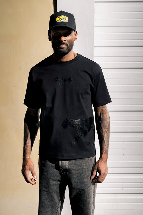 Black on black panther graphic tee from Cooyah Black Label collection on soft 100% ringspun cotton