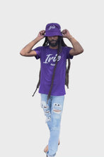 Load and play video in Gallery viewer, Cooyah Jamaica.  Men&#39;s Irie Yard short sleeve graphic tee and reggae bucket hat in purple.  Jamaican owned clothing brand since 1987.  
