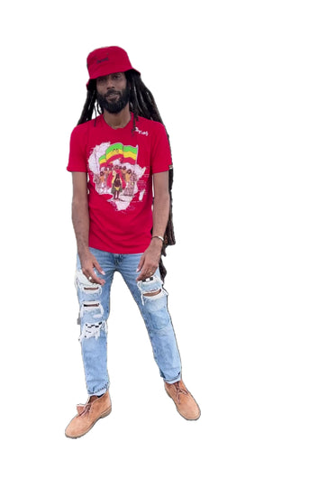 Cooyah Jamaica, Vintage men's short sleeve graphic tee with Haile Selassie graphic and Ethiopian Flag design. We are a Jamaican clothing brand established in 1987. Rasta