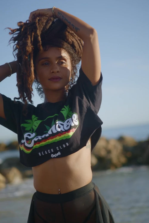 Cannabis Beach Club.  Women's crop tops by Cooyah, the official reggae clothing brand since 1987.