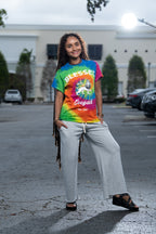 Cooyah Rasta Lion tie-dyed tee.  Reggae style clothing.  