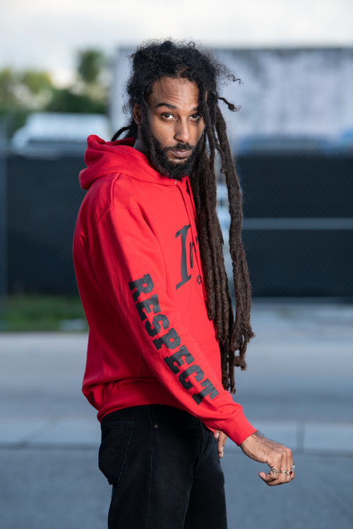 COOYAH JAMAICA - MEN'S RED IRIE YARD PULLOVER HOODIE.  As a Jamaican owned clothing brand since 1987, we take pride in bringing you this classic piece. 