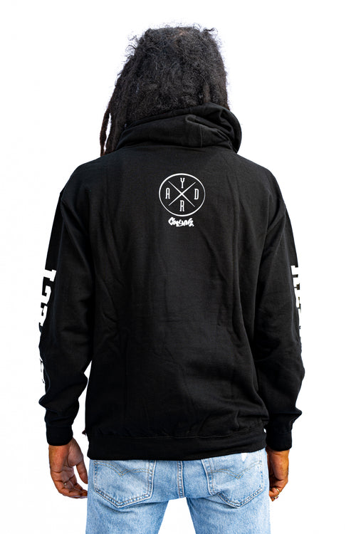 COOYAH JAMAICA - MEN'S IRIE YARD PULLOVER HOODIE WITH REGGAE-STYLE DESIGN.  SCREEN PRINTED AT COOYAH STUDIO IN MIAMI.  WE ARE A JAMAICAN OWNED STREETWEAR CLOTHING BRAND ESTABLISHED IN 1987.