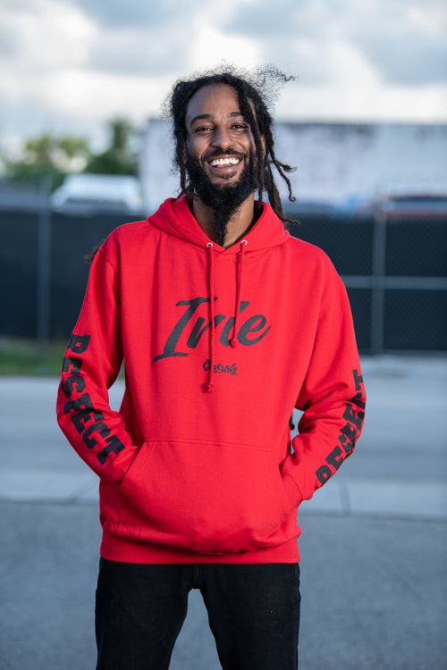 Red hoodie with Irie graphic by Cooyah the Premium Caribbean clothing brand.  As a Jamaican owned clothing brand since 1987, we take pride in bringing you this classic piece. 